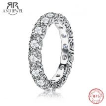 AnuJewel 4mm D Color Moissanite Eternity Band Ring 925 fedi nuziali in argento Sterling per gioielli da donna all'ingrosso