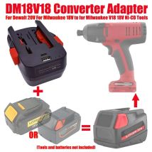 DM18V18 Adapter for Milwaukee 18V for Dewalt 20V Battery To for Milwaukee V18 48-11-1830 48-11-2230 18V NI-CD Tool with USB Port