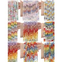 Natural Colorful Rainbow Glass Crystal Round Bucket Flat Spacer Loose Beads Crafts for DIY Jewelry Making Bracelet Necklace 15"