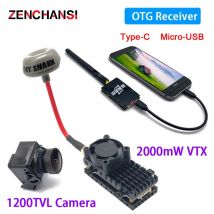 New Long Range 5.8Ghz 48CH 2000mW FPV Wireless VTX Viedo Transmitter and FPV UVC OTG Receiver + CMOS 1200TVL 2.5mm FPV Camera