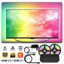 Retroiluminación Led de TV ambiental inteligente para dispositivo 4K HDMI 2,1, caja de sincronización, Kit de luces de tira Led, Wifi, Alexa, voz, Control asistente de Google