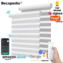 Decopedia Custom Made Zebra Blinds for Windows Motorized Roller Blinds Blackout Day and Night Window Blinds for Sliding Door