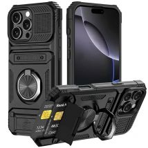 Ring magnetisch für iPhone Air 7 8 11 Plus 13 14 15 16 17 Pro Max stoßfeste robuste Hartschale mit Kartensteckplatz-Ständer