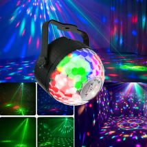 Luce per feste con palla da discoteca 7 colori DJ Luce laser rossa verde Stroboscopica Controllo vocale Stage Party Bar Natale Dance Bar Decorazioni per matrimoni