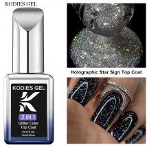 Kodies Gel holo graphische Dec klack Gel Nagellack Laser Silber funkeln Finish semi permanente UV-Maniküre Nägel Kunst versiegelung einweichen