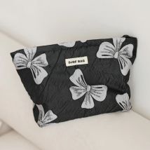 Bogen Make-up-Tasche, Damen Doppel Canvas Reiß verschluss, Kosmetik Aufbewahrung tasche, tragbare Reise Kultur beutel, Pendler Liner Tasche Geldbörse