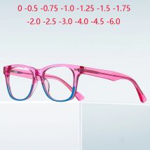 Transparent Pink Frame Oval Myopia Glasses For Children Boy Girl Teenager Shortsighted Prescription Glasses 0 -0.5 -0.75 To -6.0