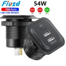 Caricatore universale per auto moto Luce a LED USB TYPE-C Caricatore Presa di corrente Sigaretta Luce impermeabile per camion ATV Barca