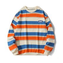 Koreanische Y2k Gestreiften Sweatshirt männer Frühling Herbst Lose Fit Pullover Top Trendy Marke Ins Jugend O Hals Farbe Blockieren Hoodie männer
