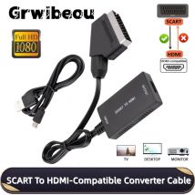 HD1080P SCART To HDMI-Compatible Converter with Cable SCART In HDMI Out  Video Audio Converter Adapter for TV/Desktop/DVD Player