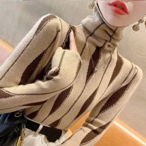 Herbst und Winter neue Pullover High Neck Farbe blockiert explosive stilvolle und schmal geschnittene Strick pullover Damen basis