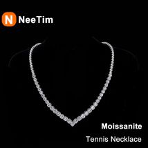 NeeTim Moissanit-Tennis-Halskette für Damen, 925er Sterlingsilber mit Weißgold vergoldeter Größe, luxuriöse Diamant-Halskette im Großhandel