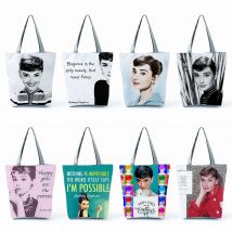 Audrey Hepburn Blowing Bubbles Bedruckte Handtasche Klassische Damen-Umhängetaschen mit hoher Kapazität Tragbare umweltfreundliche wiederverwendbare Einkaufstaschen