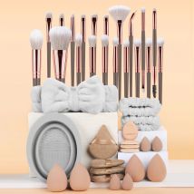 40-teiliges Make-up-Werkzeugset – 20-teiliges Make-up-Werkzeug + 16-teiliges Puderquasten-Set + Geschirrspülen, Haarband und Armband