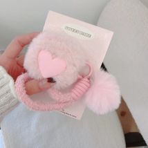 3D Love Heart Plush Fluffy Earphone Case For Airpods Pro 3 Case Cute Pink Cover For AirPods 4 3 2 1 Pro2 Covers With Plush ball