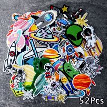 52Pcs/Lot UFO Alien Rocket Planet Star Patches Embroidery Applique Ironing Clothing Sewing Supplies Decorative Handmade Patch