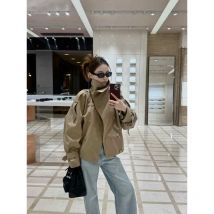 Stand Up Collar Double Breasted Short Windbreaker Jacket for Women in Autumn 2025 New Khaki Color High-end Coat Top