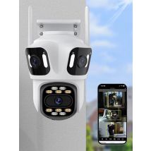 Three Lens PTZ IP Camera Outdoor HD Three Screen WiFi Security Camera Auto Tracking Dual Len Wirelss CCTV Camera iCsee