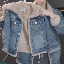 Mädchen Plus Samt Dicke Denim Jacke Winter Warme Gepolsterte Mantel kinder Lose Revers Oberbekleidung Neue Casual Parkas 4-12 jahre Alt