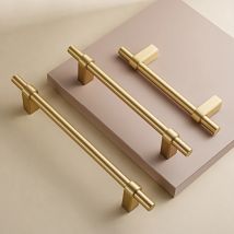 Dooroom Solid Brushed Brass Furniture Handles Cupboard Wardrobe Dresser Shoe Drawer Cabinet Knobs Hardware Handle