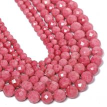 AAAA Faceted Natural Rhodonite Gemstone Beads 6 8 10mm Round Loose Spacer Beads for Jewelry Making Diy Bracelet Accessories