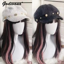 Minen stil Massen produktion Strass Liebe Spitze achteckige Kappe 2024 Frühling Sommer japanische Art Subkultur Spitze Baskenmütze schwarze Kappen