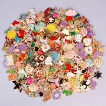 30/60/100 Stück zufällige Mischung Emaille/Tropfenöl Charms für Schmuckherstellung Bulk Cute Charm Blume Herz Tier Musik DIY Armband Anhänger