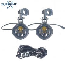 E-Mark Motorcycle Headlight Fog Lights Led Auxiliary Driving Light Spotlight Headlamp Dual Color flasher farol Moto Fog Lamp.