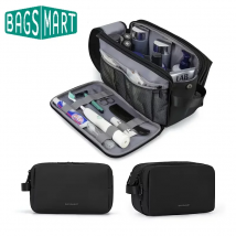 Bolsa de aseo BAGSMART, bolsa de cosméticos de gran capacidad para hombre, multifunción, impermeable, artículos esenciales de viaje, organizador de maquillaje para mujer