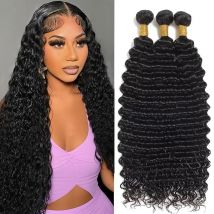 Deep Wave Bundles Echthaar Brasilianisches Deep Wave Lockenhaar 3 Bundles Echthaar-Bündel Unbehandeltes Jungfrauenhaar Nass und Wellig
