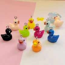 10PCS Mini 3D Colorful Kawaii Round Duckling DIY Necklace Pendant Resin Earrings Bracelet Charms Decoration Accessories