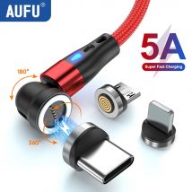 AUFU 5A Magnetyczny kabel typu C do Samsung S21 Huawei P30 Magnes Szybkie ładowanie Przewód do