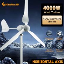 15kwh/dzień UE D-bezpłatna dostawa 4000W 48V poziomej elektrowni wiatrowej 220V z systemem ogniw słonecznych