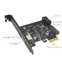 Add On Cards USB 3.1 Type C PCIe Expansion Card PCI Express X1 to USB3.0 + Type-C 19pin Adapter PCIE Riser Card For Desktop