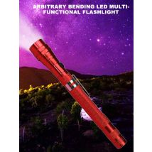 Portable mini Tactical Telescopic Flashlight Head Magnetized Flexible   Iron Tensile Metal Hose Arbitrary Bending Led Flashlight