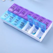 Wöchentliche tragbare Reise-Pillenetuis-Box, 7-Tage-Organizer, 14 Gitter, Pillenbehälter, Aufbewahrung, Tabletten, Vitamine, Medizin, Fischöle