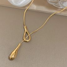 Einzigartiges Design Unregelmäßige Wassertropfen Anhänger Halskette für Frauen Mode Gold Silber Farbe Edelstahl Halsketten Schmuck Geschenke