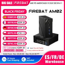 FIREBAT AM02 MINI-PC AMD Ryzen 5 6600H DDR5 16GB RAM 512GB 1TB SSD WIFI6 BT5.2 Computer da gioco MINI-PC desktop portatile 4K @ 60hz