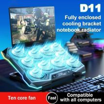 Supporto di Raffreddamento per Laptop da Gaming D11 con 10 Ventole, Pieghevole e Regolabile, per Notebook da 12-18'', con Luce RGB