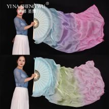 Helllila Seiden-Tanzfächer, 100 % echte Seide, Bauchtanz, Bühnenaufführung, Requisiten, Fans, handgefärbte Seidenschleier in mehreren Farben