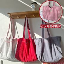 Youda 2025, neue Umhängetasche aus Segeltuchstoff, einfacher karierter Stil, zweiseitig verwendete Handtasche, große lässige Kapazität, Shopper-Tragetaschen