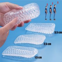 Silicone Aumentare Solette per Scarpe Uomo Cuscinetto di supporto dell'arco plantare Aumenta l'altezza Gel Solette per Scarpe Donna Inserti invisibili per il sollevamento del tallone