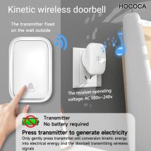 Nessuna batteria Campanello per porta impermeabile RF433 Dispositivo per chiamate domestiche Campanello wireless cinetico autogenerante ad alto volume a lunga distanza