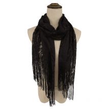 RUNMEI Schwarz Gelb Rosa Farbe Floral Spitze Schal Quaste Fransen Schal Wrap Blume Kopftuch Muslimischen Hijabs schals Frauen Damen