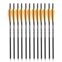 12Pcs Crossbow Carbon Arrow 16/20 Inches Spine 400 with Orange yellow feather for Crossbow Archery Hunting Shooting