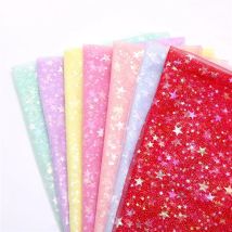 150x100cm Shiny Soft Tulle Mesh Fabric Colorful Star  Printed Lace Fabric for Sewing DIY Dolls Cloth Making Fabric