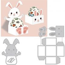 2 Stück Stanzformen mit Osterthema, 3D-Kaninchenförmige Box mit Eiermuster, Schablonenvorlagen für Scrapbooking, Kartenherstellung