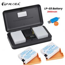 2000 mAh LP-E8 LP E8 LPE8 Akku + LCD USB Dual Ladegerät für Canon EOS Rebel T3i T2i T4i T5i 600D 550D 650D 700D Kiss X5 X4 X6 X7