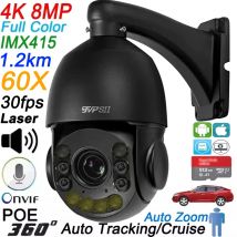 Vollfarbiges Metall-Cruise mit automatischer Verfolgung, 8 MP, 4K, 30 fps, Echtzeit-60-facher 18-facher optischer Zoom 360 °   POE PTZ Speed Dome Sicherheits-IP-Kamera
