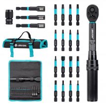 Chiave dinamometrica per bici da 1/4 "2-14Nm 21 pezzi Set di chiavi dinamometriche per bici Chiave a bussola con punta a impatto Kit di riparazione a cricchetto per moto da bicicletta